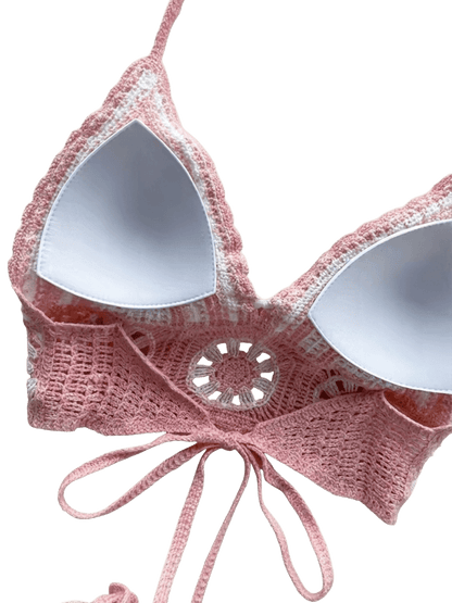 Women's 2-Piece Crochet Knit Beach Set – Halter Camisole & Shorts