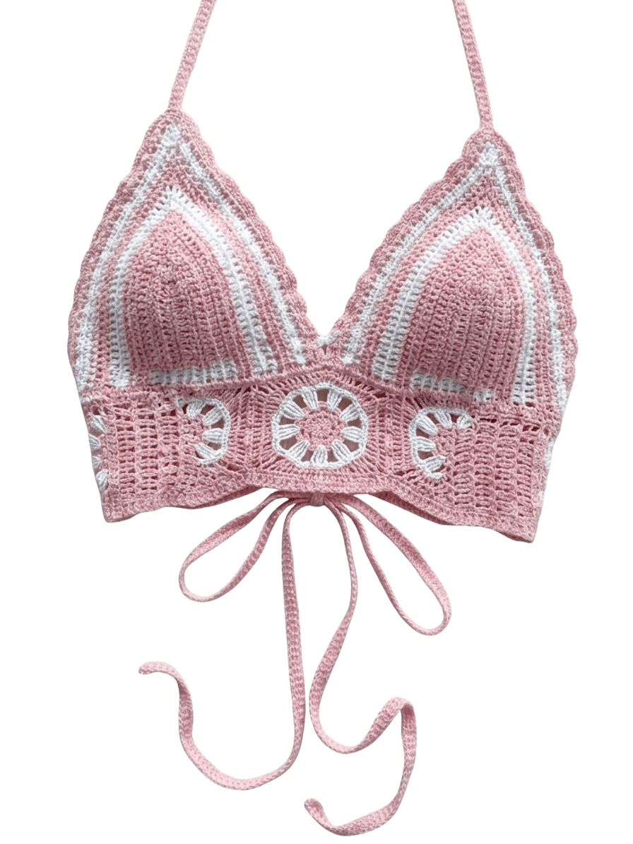Women's 2-Piece Crochet Knit Beach Set – Halter Camisole & Shorts