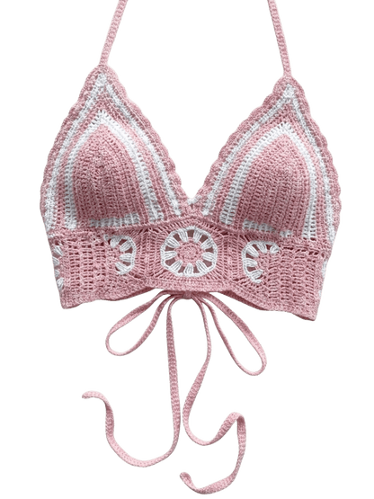 Women's 2-Piece Crochet Knit Beach Set – Halter Camisole & Shorts